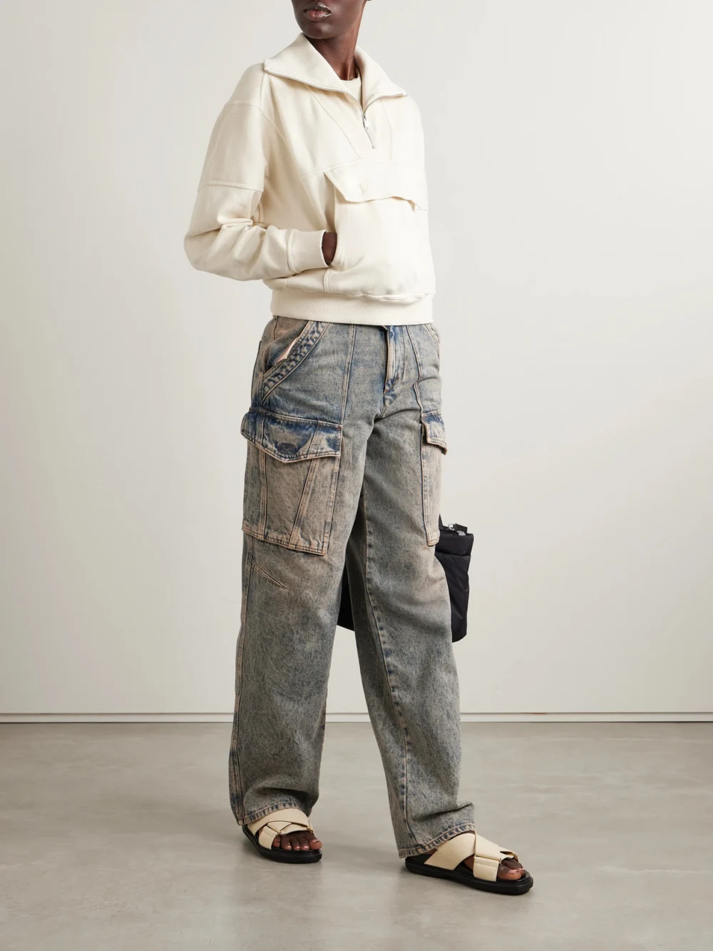 Marant Étoile Heilani High-rise Straight-leg Cargo Jeans, worn by a model