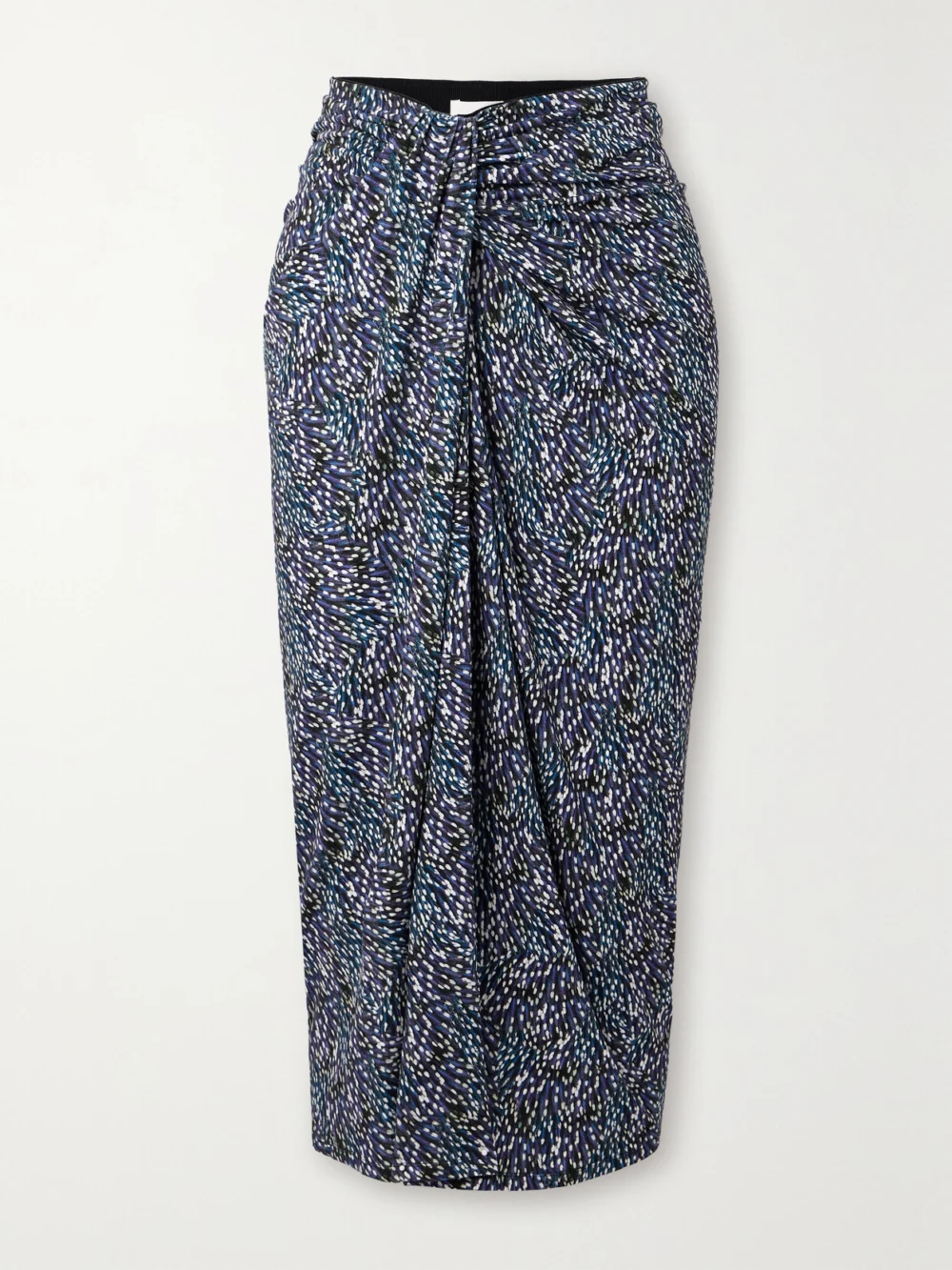 Marant Étoile Jeldia Draped Printed Stretch-jersey Midi Skirt in blue