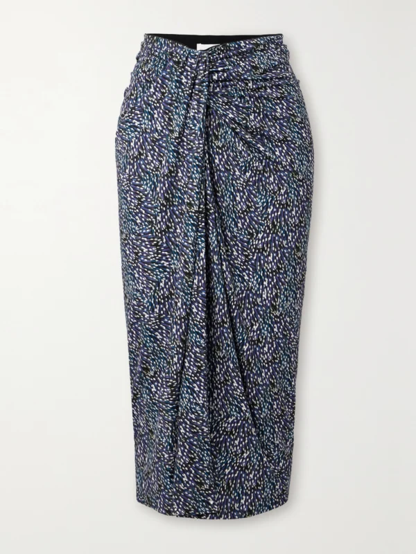 Marant Étoile Jeldia Draped Printed Stretch-jersey Midi Skirt