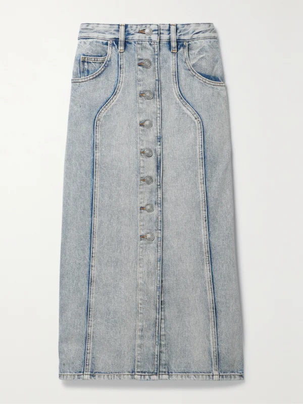 Marant Étoile Vandy Paneled Denim Midi Skirt