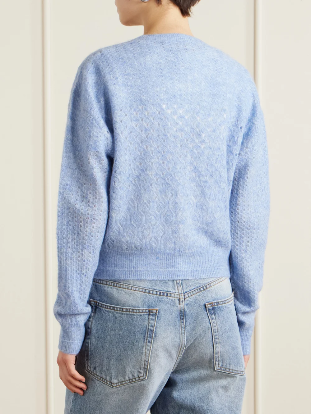 Back view of the Maria McManus Pointelle-knit Cardigan