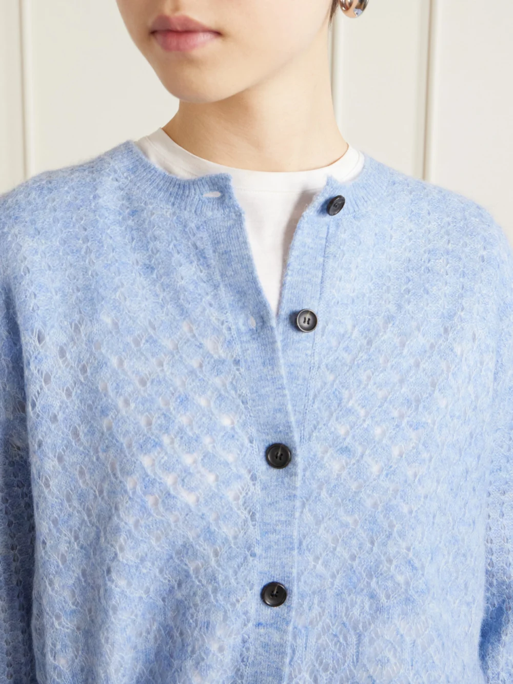 Close-up detail of the Maria McManus Pointelle-knit Cardigan