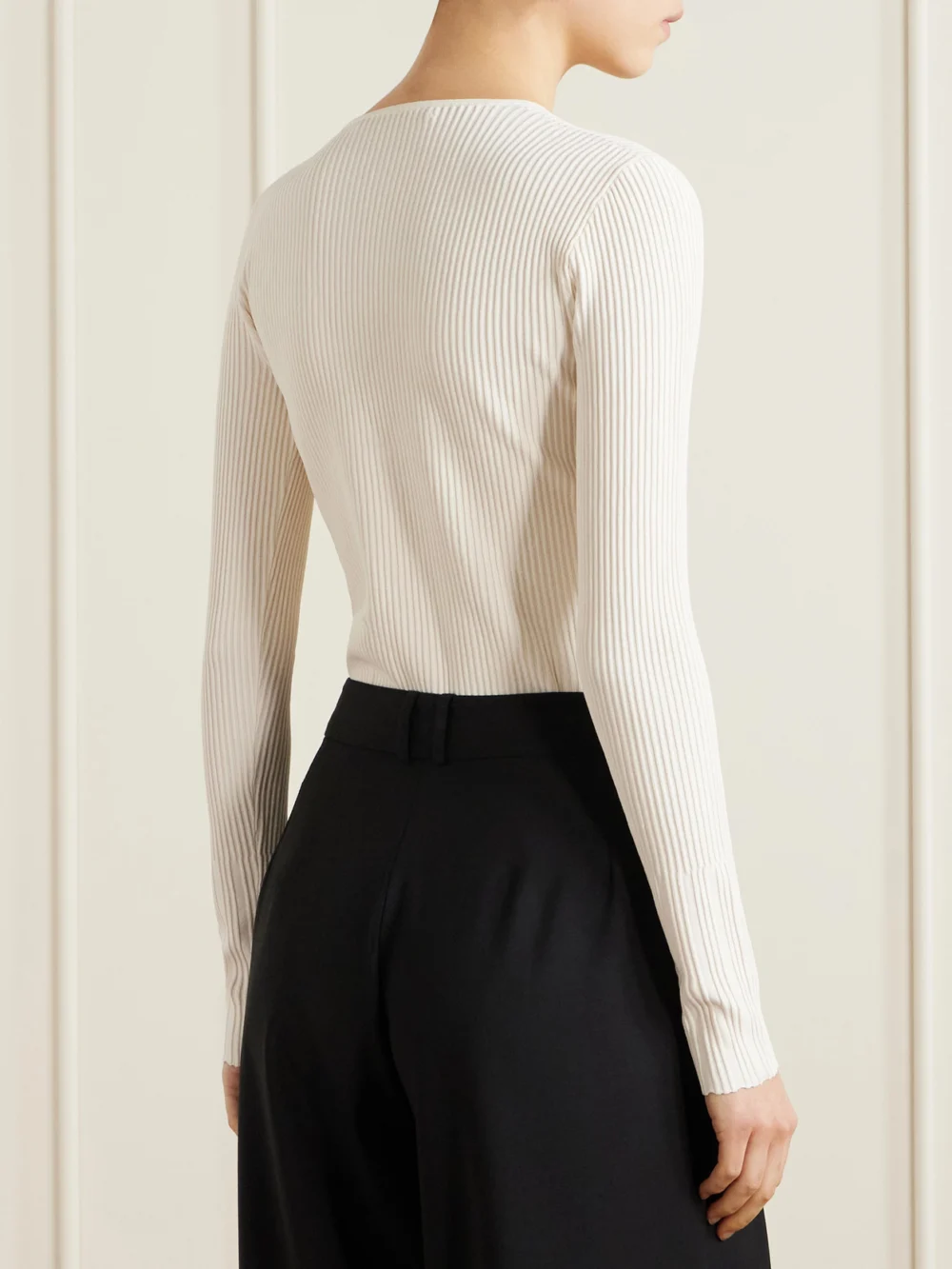 Back view of the Maria McManus Recycled Ribbed-knit Bodysuit