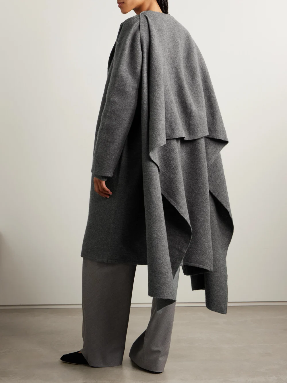 Back view of the Maria McManus Scarf-detailed Merino Wool-felt Coat
