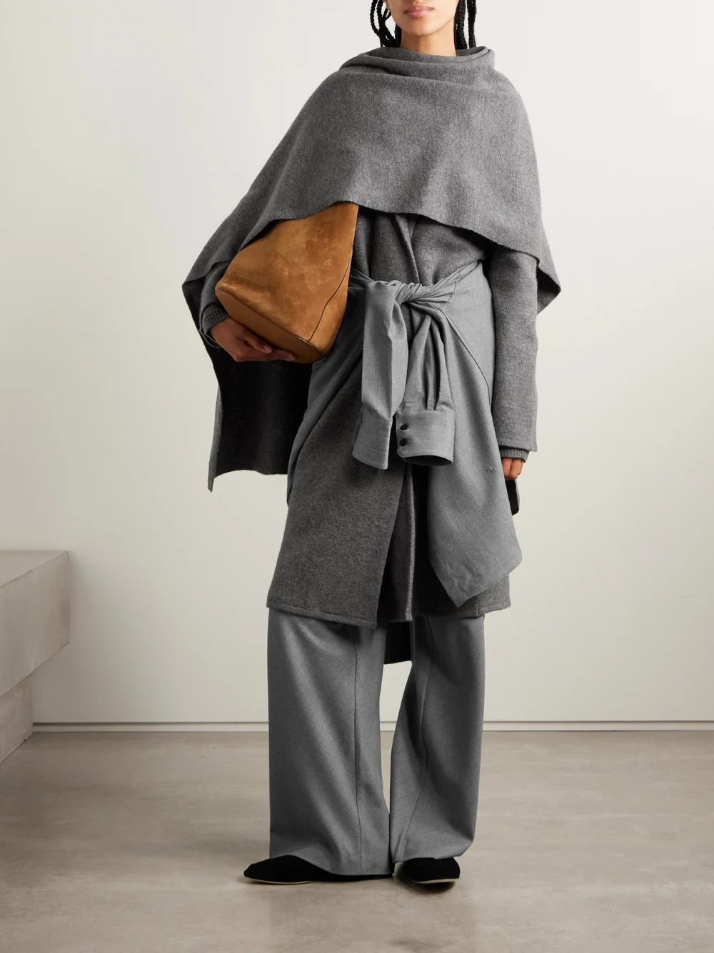 Maria McManus Scarf-detailed Merino Wool-felt Coat, worn by a model