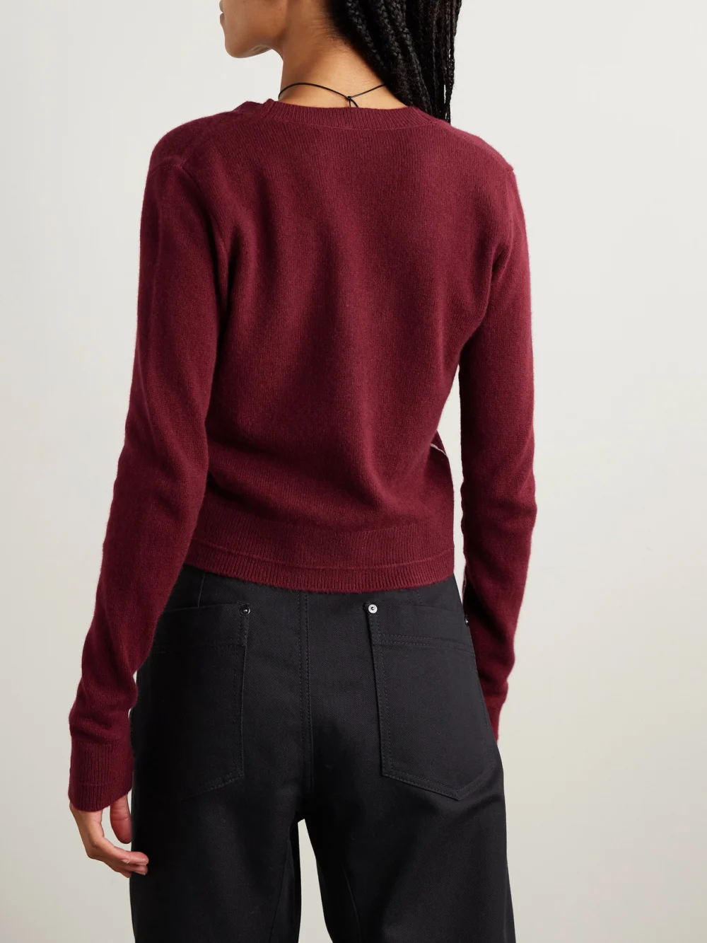 Back view of the Maria McManus Shrunken Wool and Cashmere-blend Cardigan