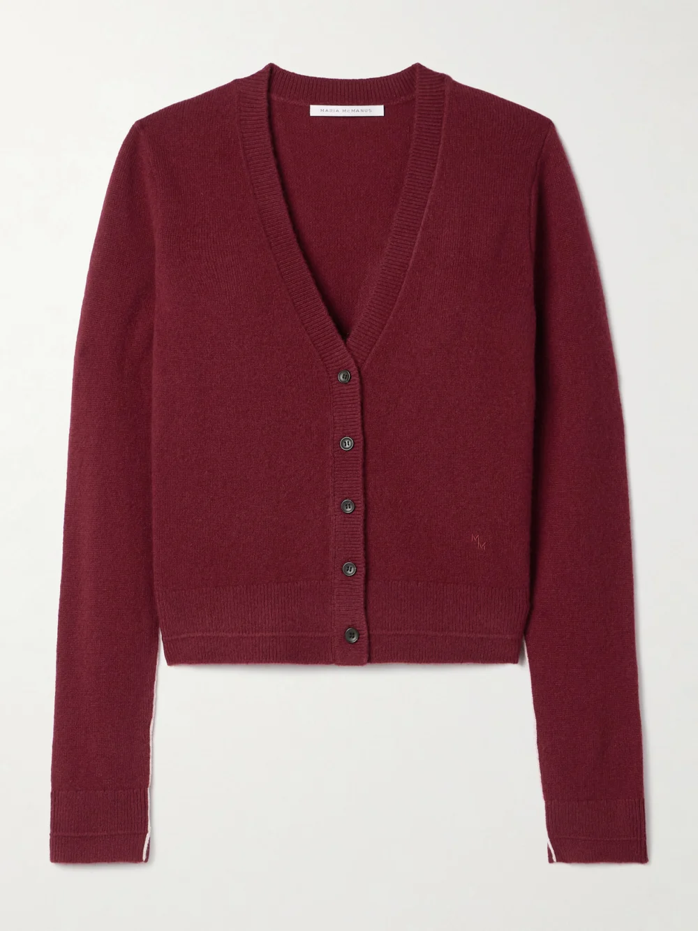 Maria McManus Shrunken Wool and Cashmere-blend Cardigan in burgundy