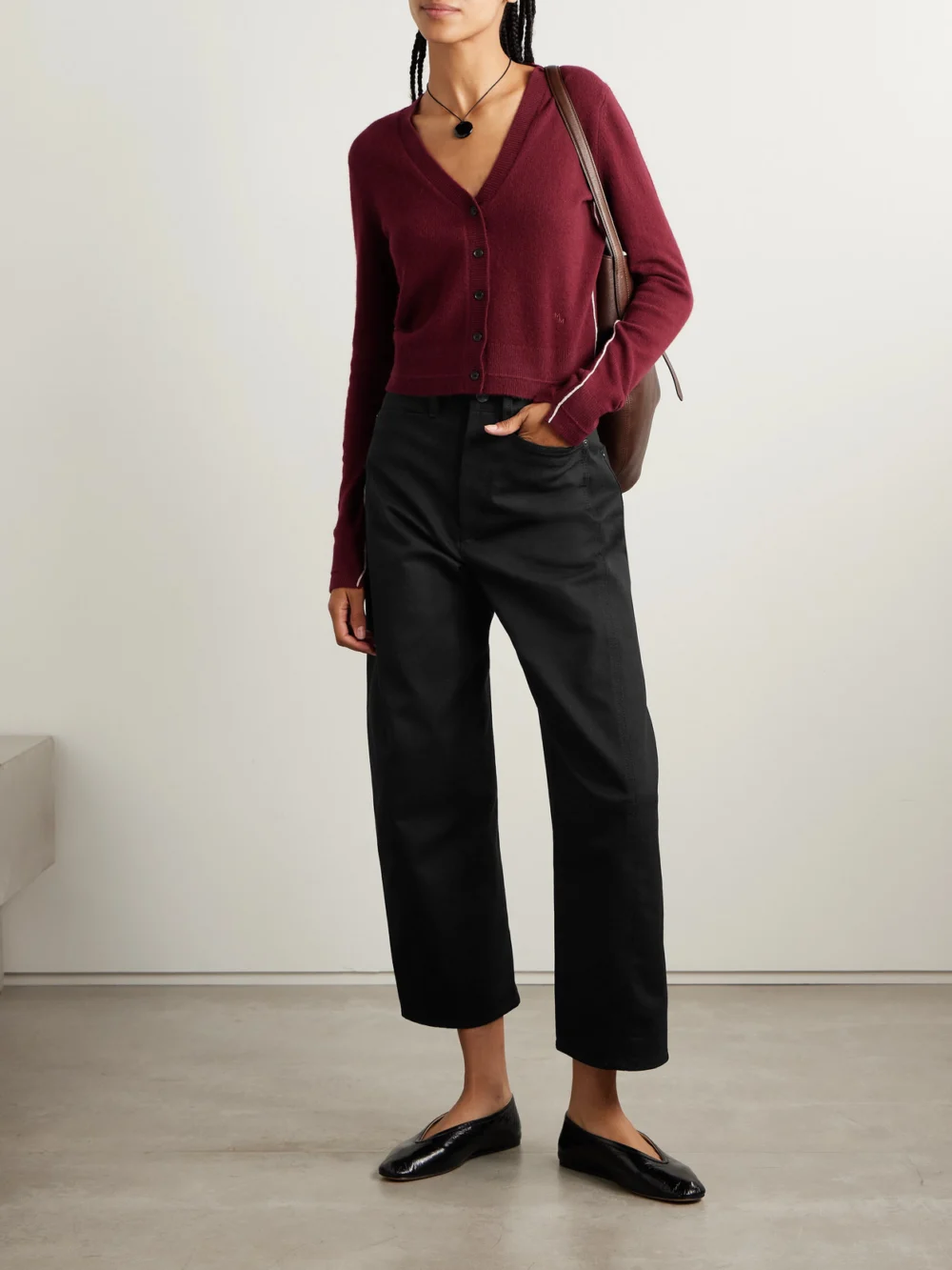 Maria McManus Shrunken Wool and Cashmere-blend Cardigan, worn by a model