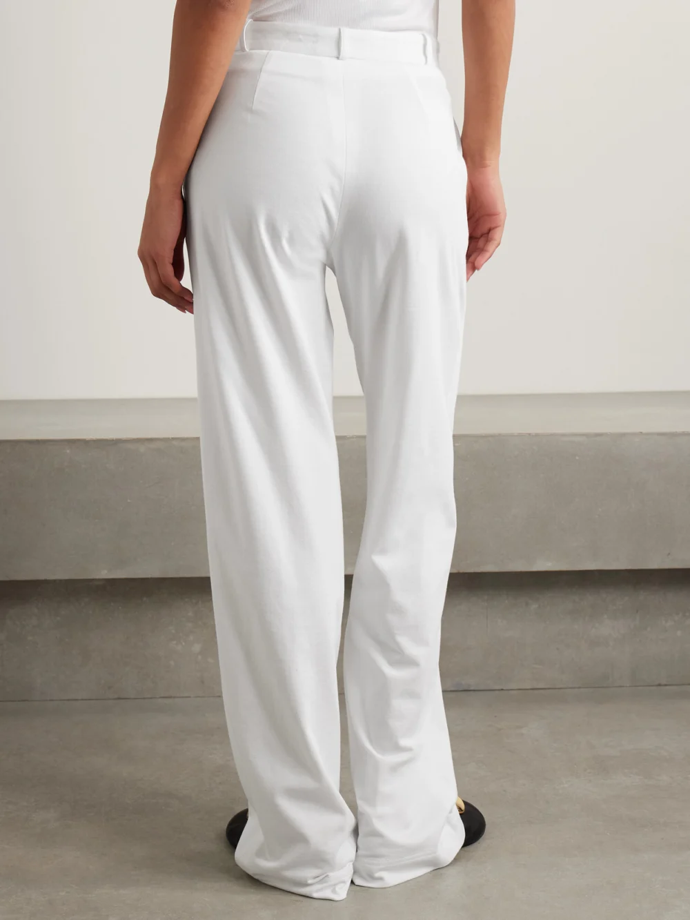 Back view of the Marie Adam-Leenaerdt Cotton-jersey Wide Leg Pants