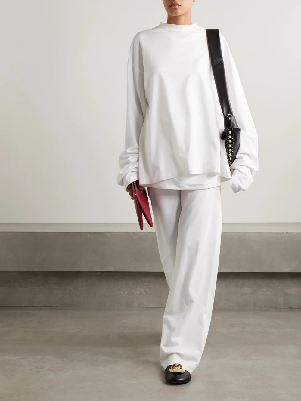 Marie Adam-Leenaerdt Cotton-jersey Wide Leg Pants, worn by a model