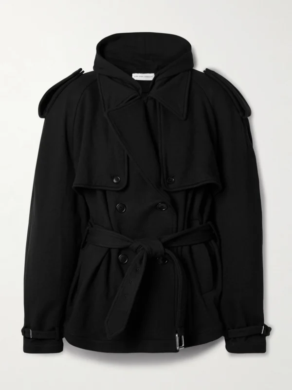 Marie Adam-Leenaerdt Hooded Double-breasted Belted Cotton-jersey Jacket