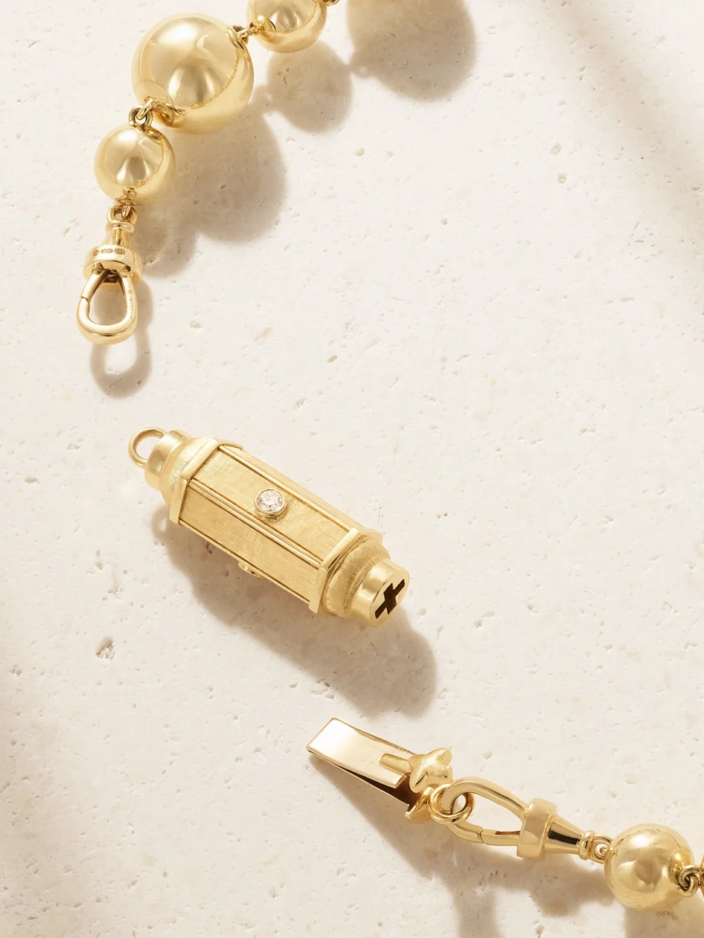 Back view of the Marie Lichtenberg Baby Locket Grain D'or 14-karat Gold Diamond Necklace