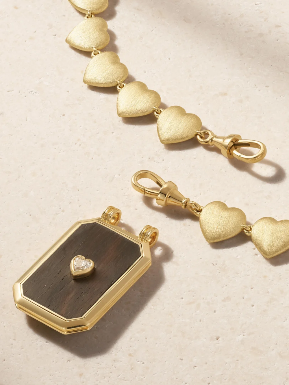 Back view of the Marie Lichtenberg Heart 18-karat Gold, Ebony and Diamond Necklace