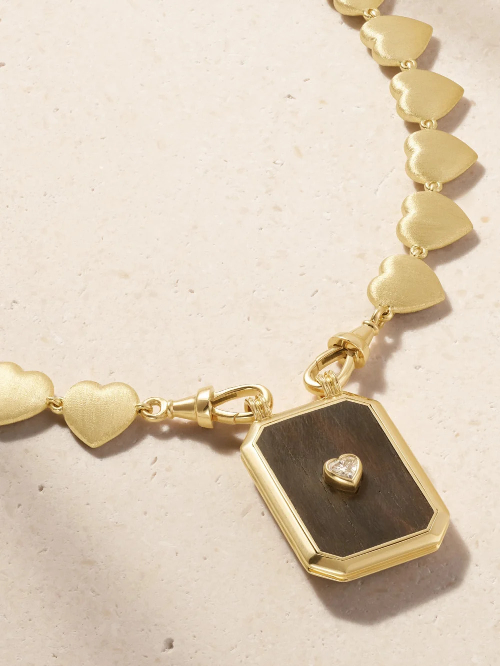Marie Lichtenberg Heart 18-karat Gold, Ebony and Diamond Necklace