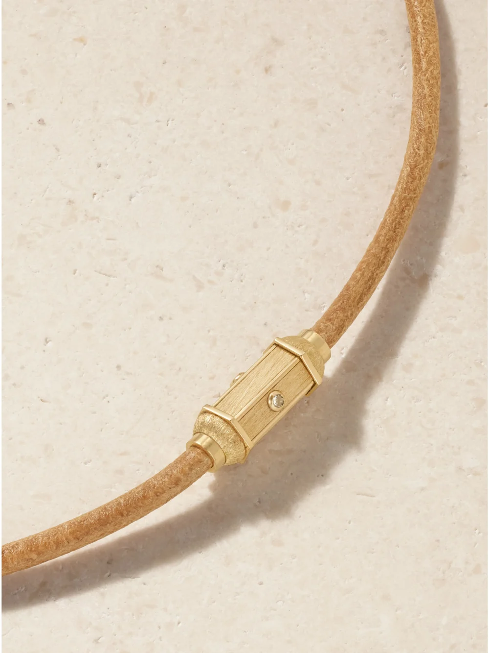 Close-up detail of the Marie Lichtenberg Micro Lasso 18-karat Gold Diamond Necklace