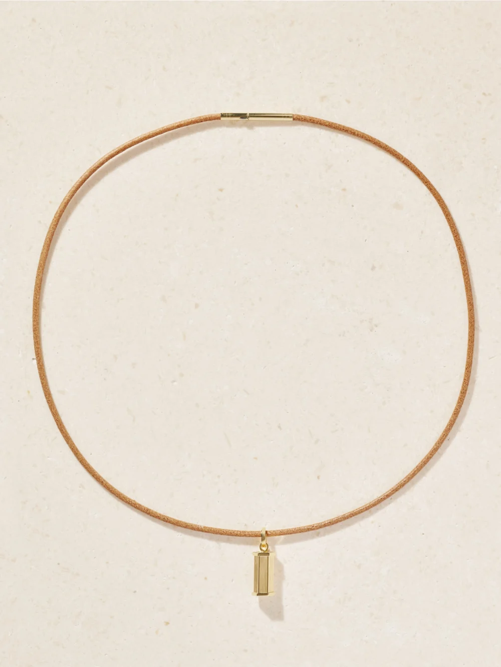 Marie Lichtenberg Micro Weight 18-karat Gold and Leather Necklace