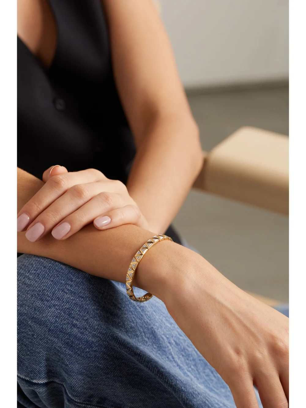 Marina B Triangoli 18-karat Gold Diamond Bangle, styled view
