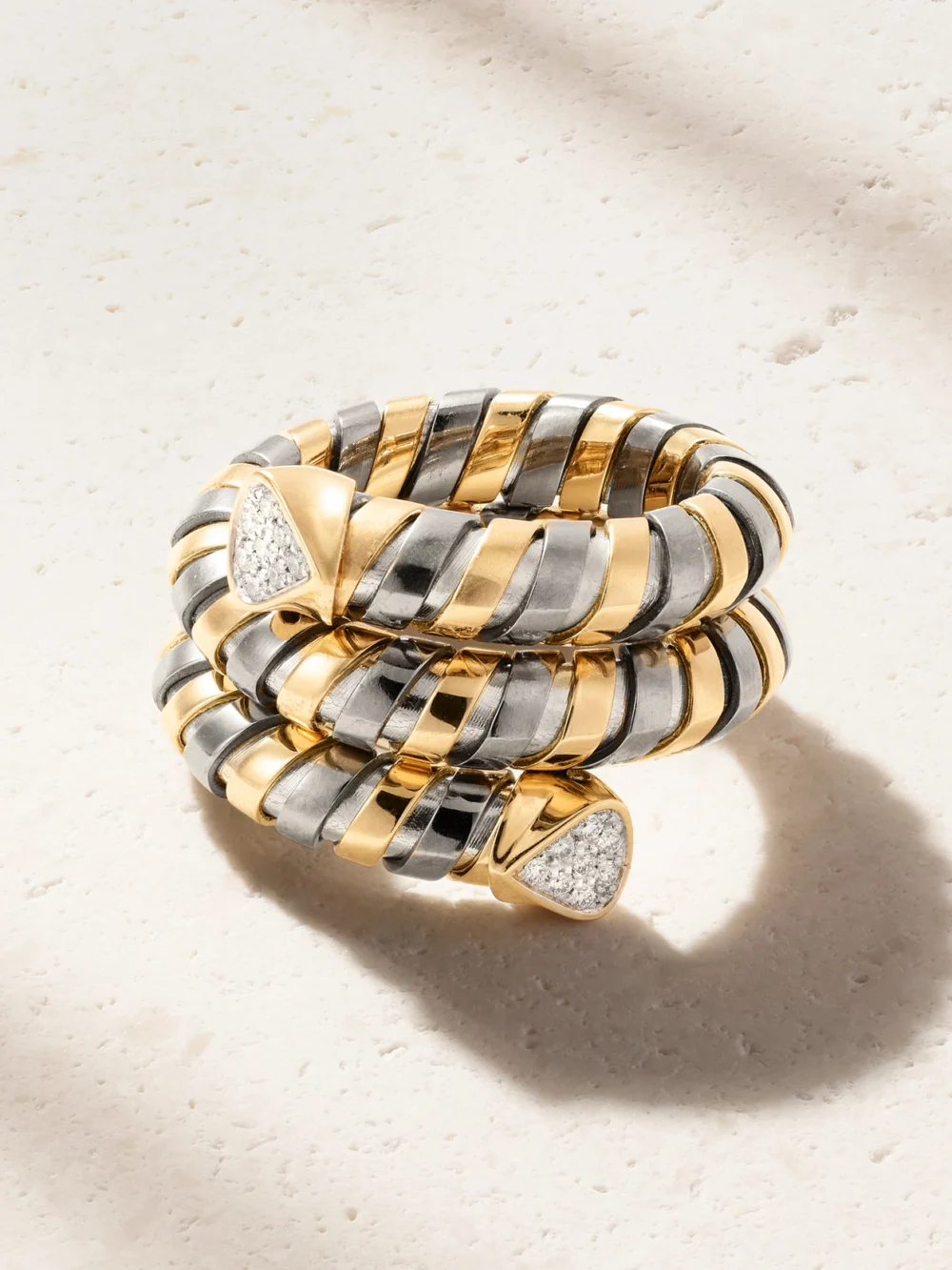 Marina B Trisola 18-karat Gold, Diamond and Titanium Ring in 6 1/2