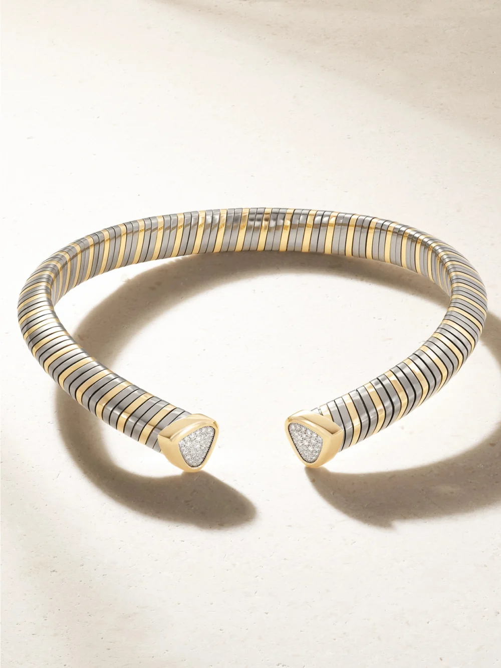 Back view of the Marina B Trisola 18-karat Gold, Titanium and Diamond Necklace