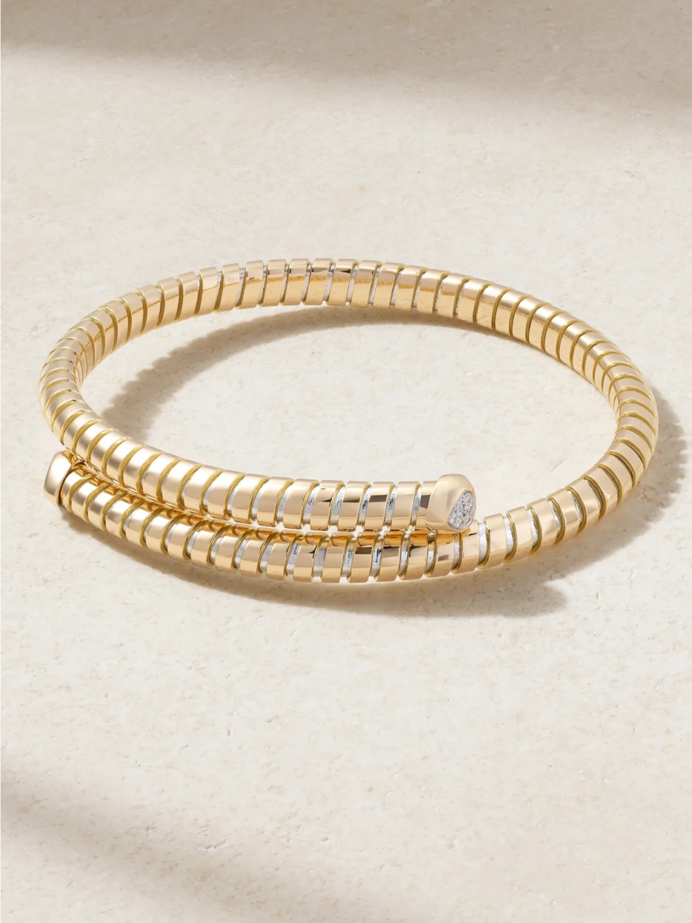 Marina B Trisolina Bypass 18-karat Yellow and White Gold Diamond Bracelet