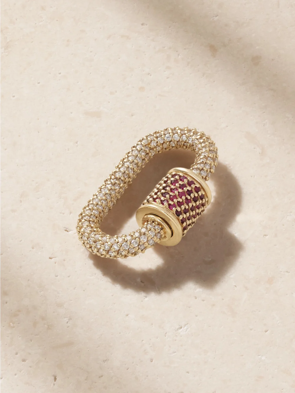 Marla Aaron Allstone Lock 14-karat Gold, Diamond and Ruby Pendant in red