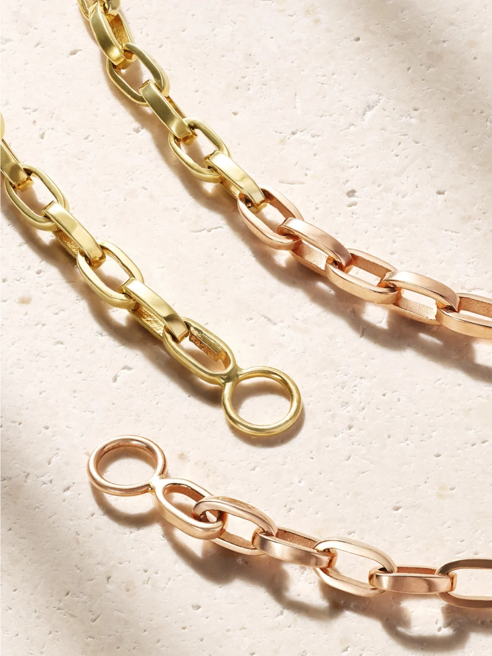 Back view of the Marla Aaron Biker 14-karat Yellow and Rose Gold Chain Necklace