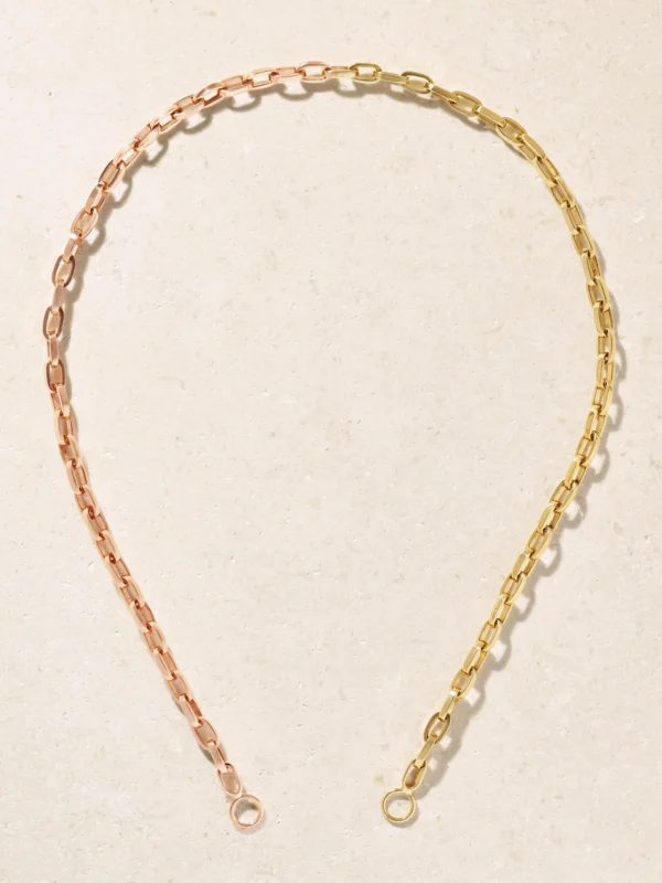 Marla Aaron Biker 14-karat Yellow and Rose Gold Chain Necklace
