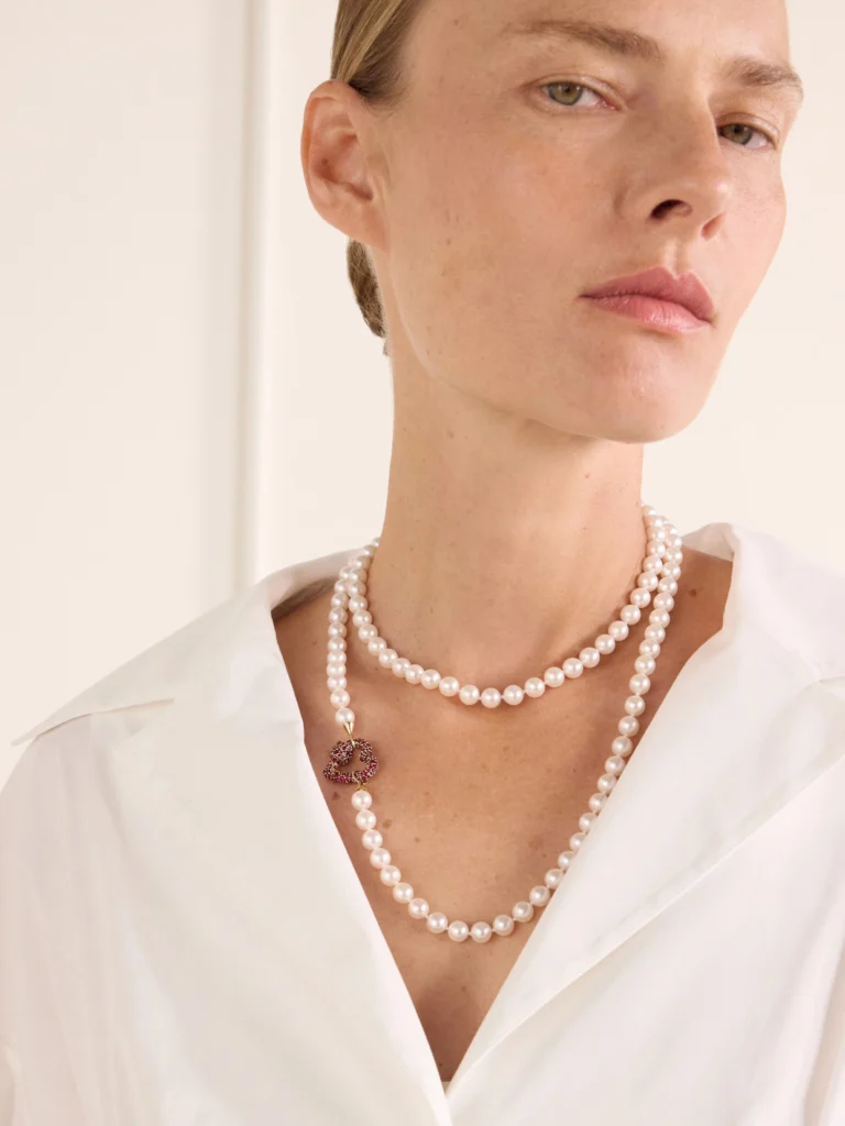 Marla Aaron Heartlock 14-karat Yellow Gold, Ruby and Pearl Necklace