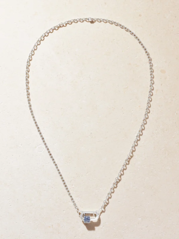 Marla Aaron Pulley and Chubby Babylock 14-karat White Gold Sapphire Necklace