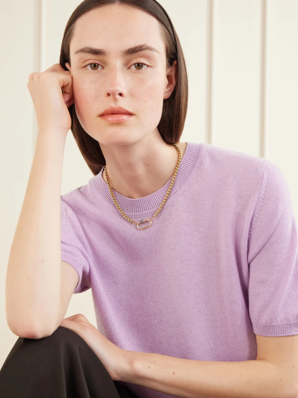 Marla Aaron Rolling Curb 14-karat Gold Chain Necklace, styled view