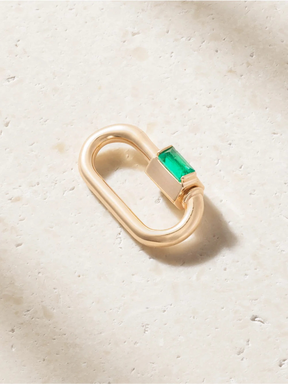 Marla Aaron Solo Baguette Babylock 14-karat Gold Emerald Pendant in green