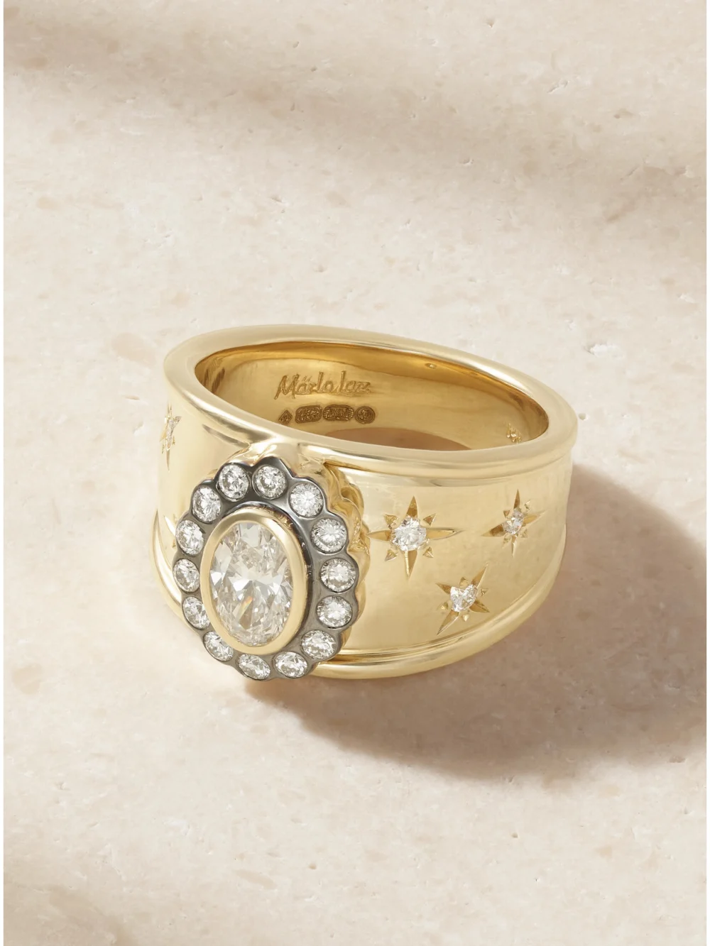 Marlo Laz Ali Cigar 14-karat Gold Diamond Ring in 4 1/2