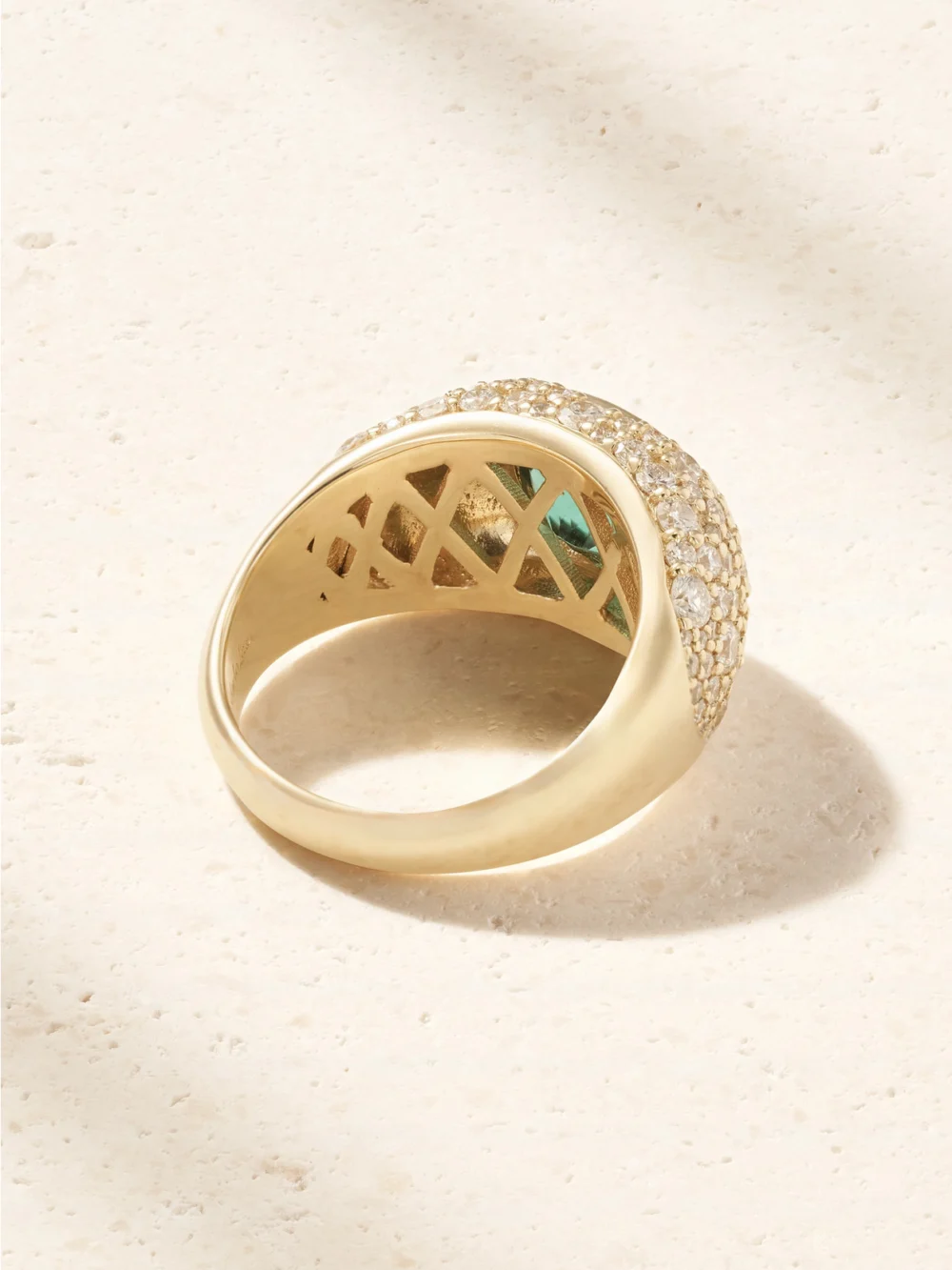 Back view of the Marlo Laz La Salina 14-karat Gold, Indicolite and Diamond Ring