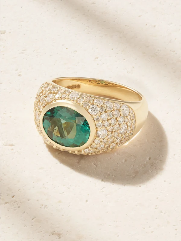 Marlo Laz La Salina 14-karat Gold, Indicolite and Diamond Ring