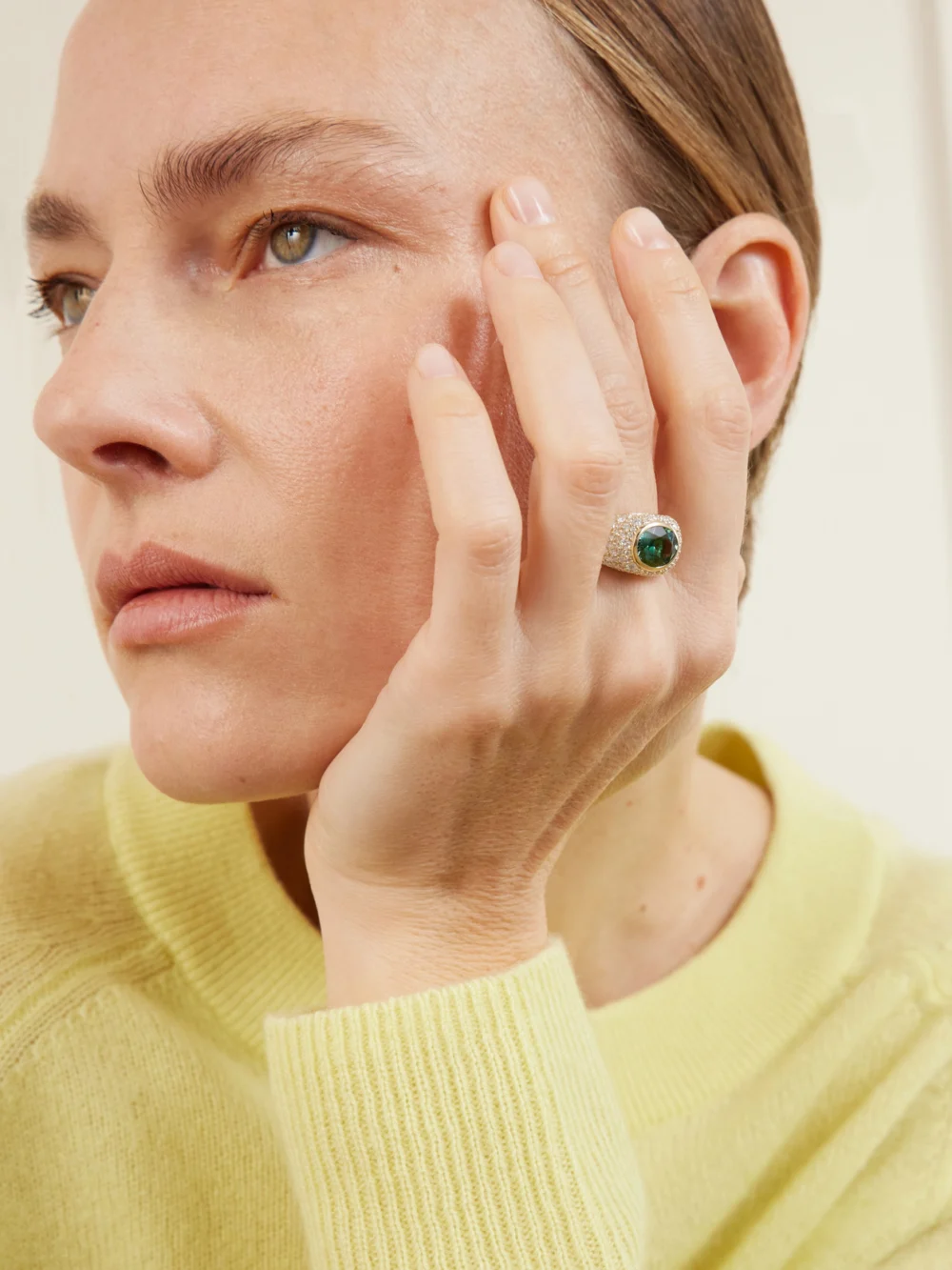 Marlo Laz La Salina 14-karat Gold, Indicolite and Diamond Ring, styled view
