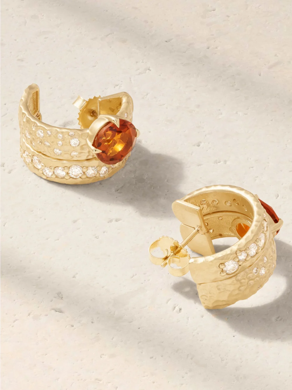 Back view of the Marlo Laz La Terra 14-karat Gold, Citrine and Diamond Earrings