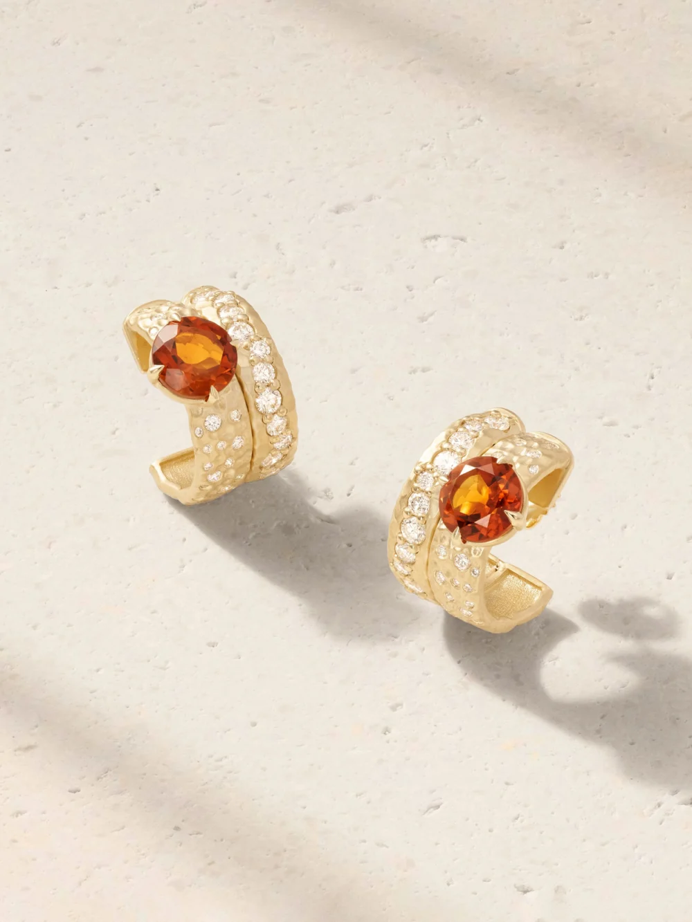 Marlo Laz La Terra 14-karat Gold, Citrine and Diamond Earrings in orange