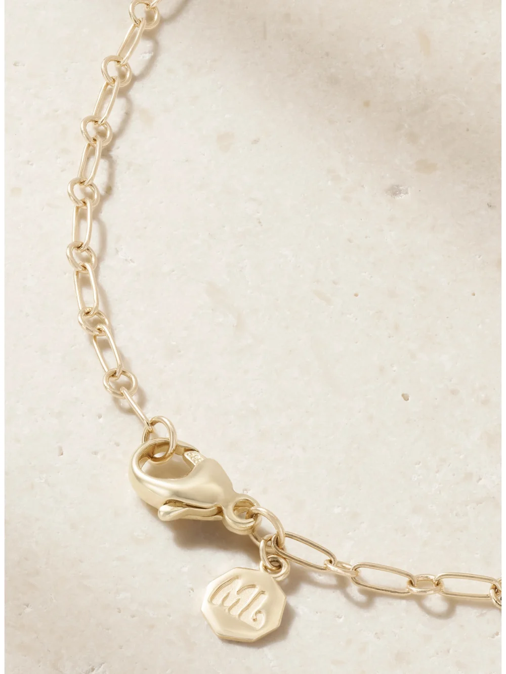 Back view of the Marlo Laz Pb Charm Mini 14-karat Gold Diamond Necklace