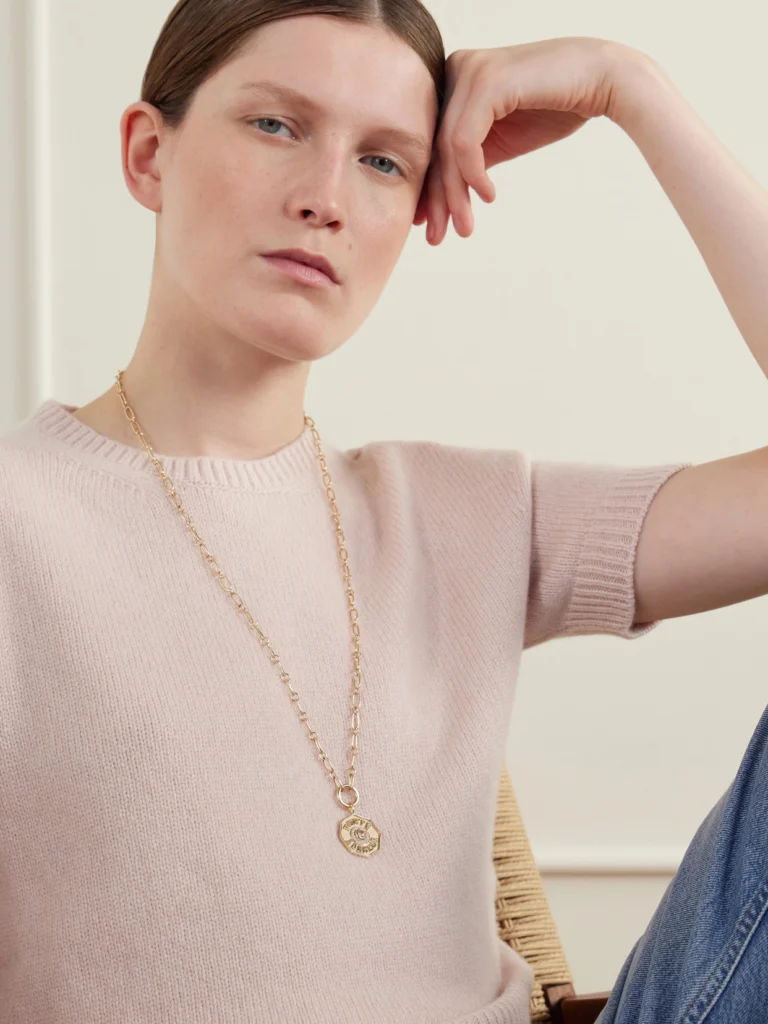 Marlo Laz Porte Bonheur 14-karat Gold, Morganite and Diamond Necklace