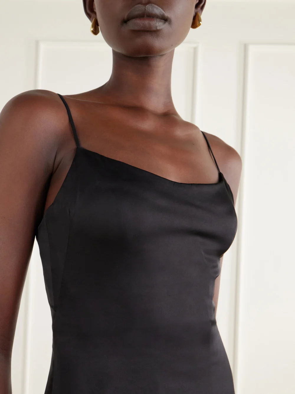 Close-up detail of the Marmar Halim Draped Satin Gown