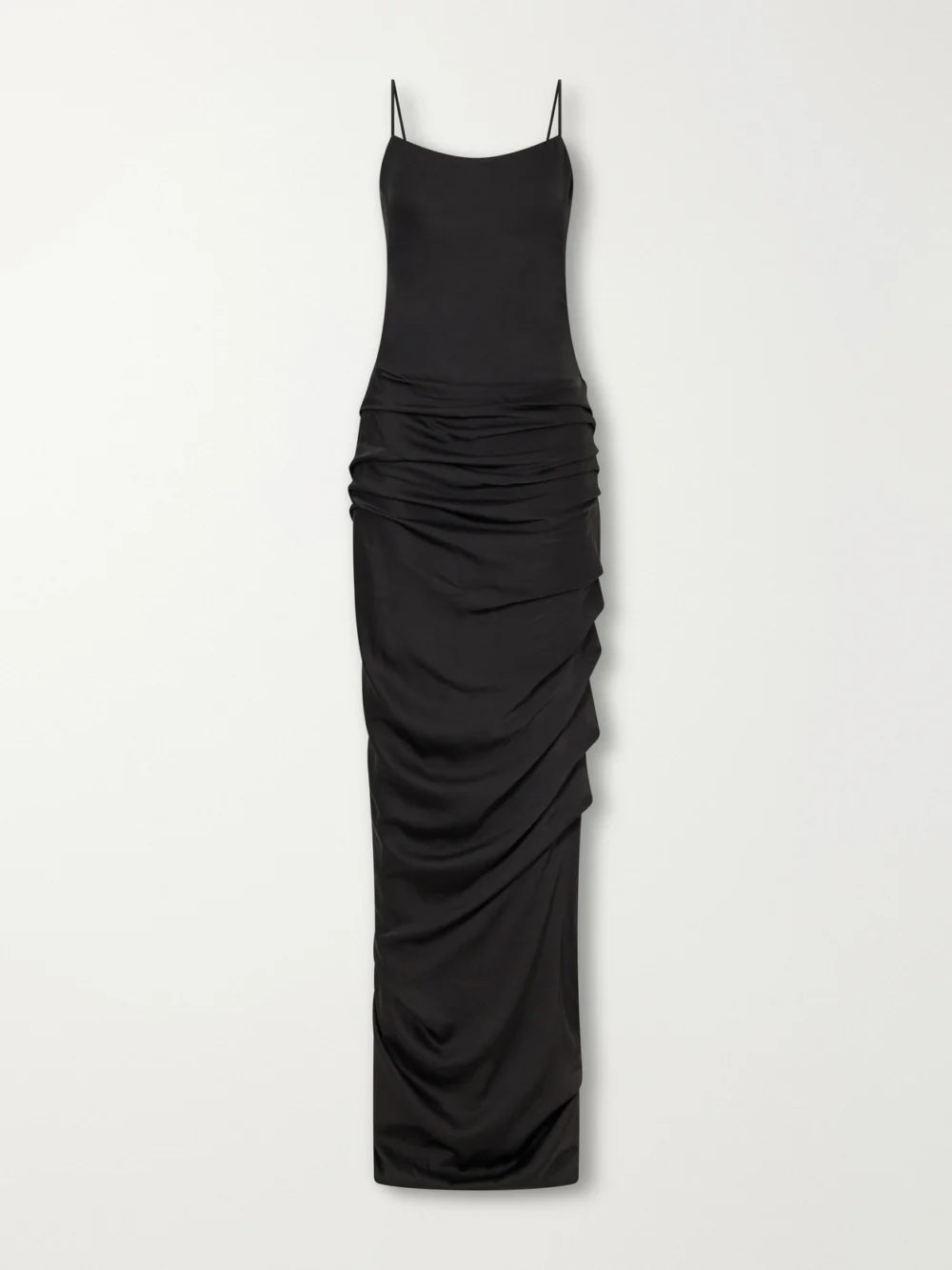 Marmar Halim Draped Satin Gown in black