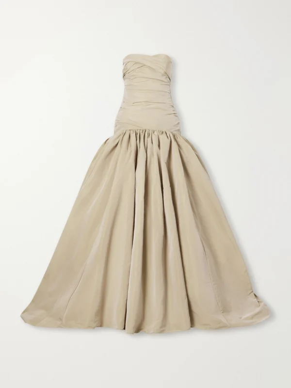 Marmar Halim Strapless Ruched Drop-waist Crepe Gown