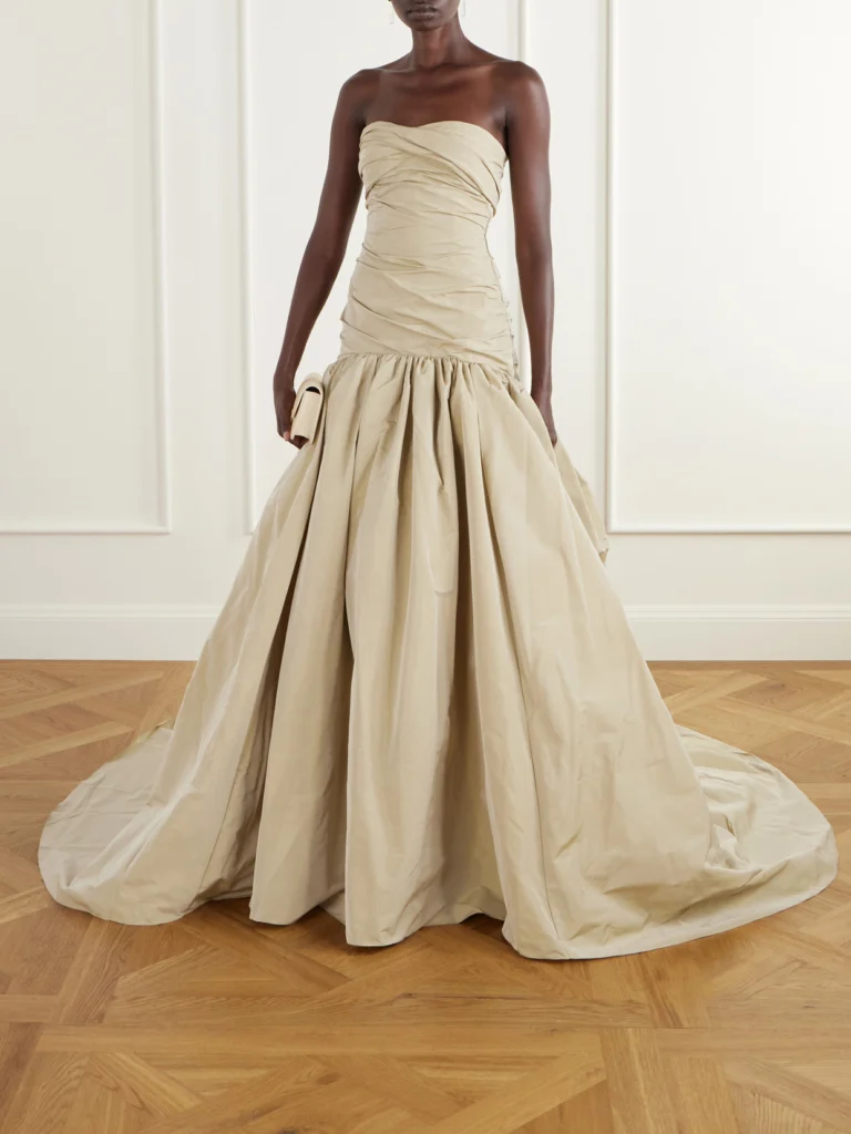 Marmar Halim Strapless Ruched Drop-waist Crepe Gown