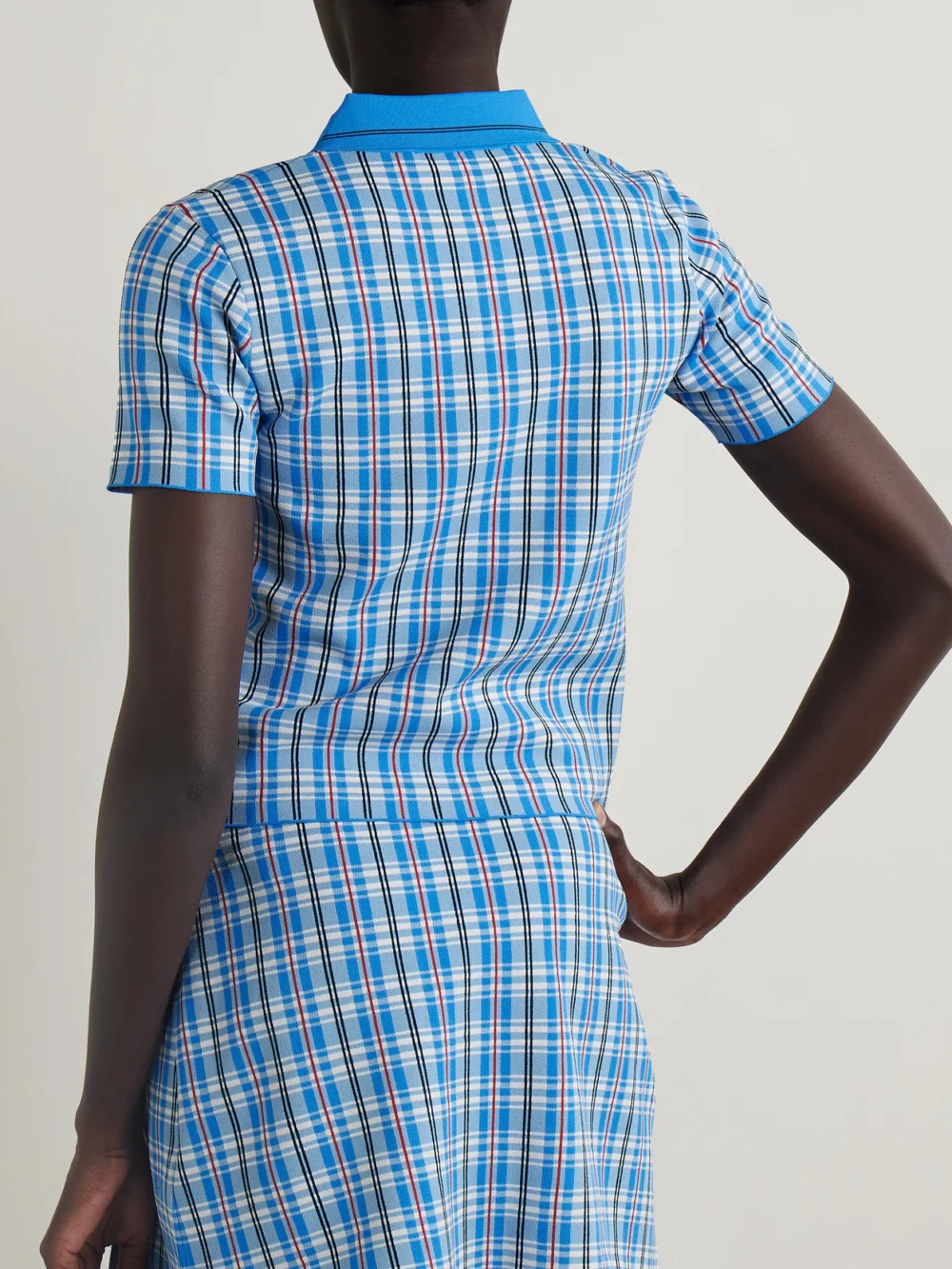 Back view of the Marni Checked Jacquard-knit Polo Top