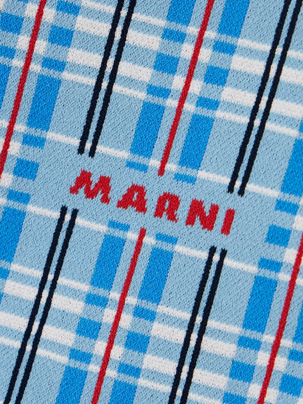 Close-up detail of the Marni Checked Jacquard-knit Polo Top