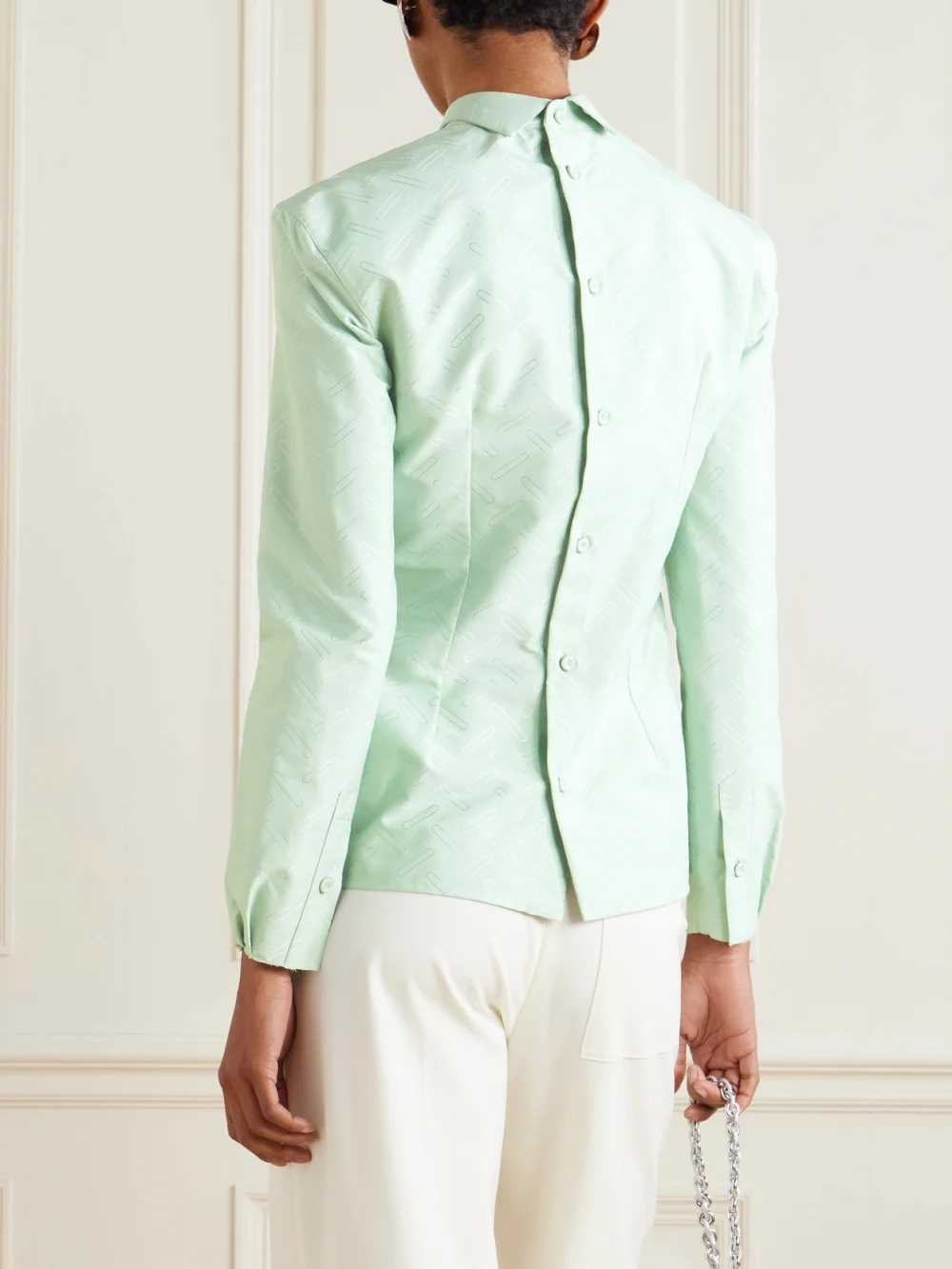 Back view of the Marni Embroidered Cotton-blend Jacquard Blouse