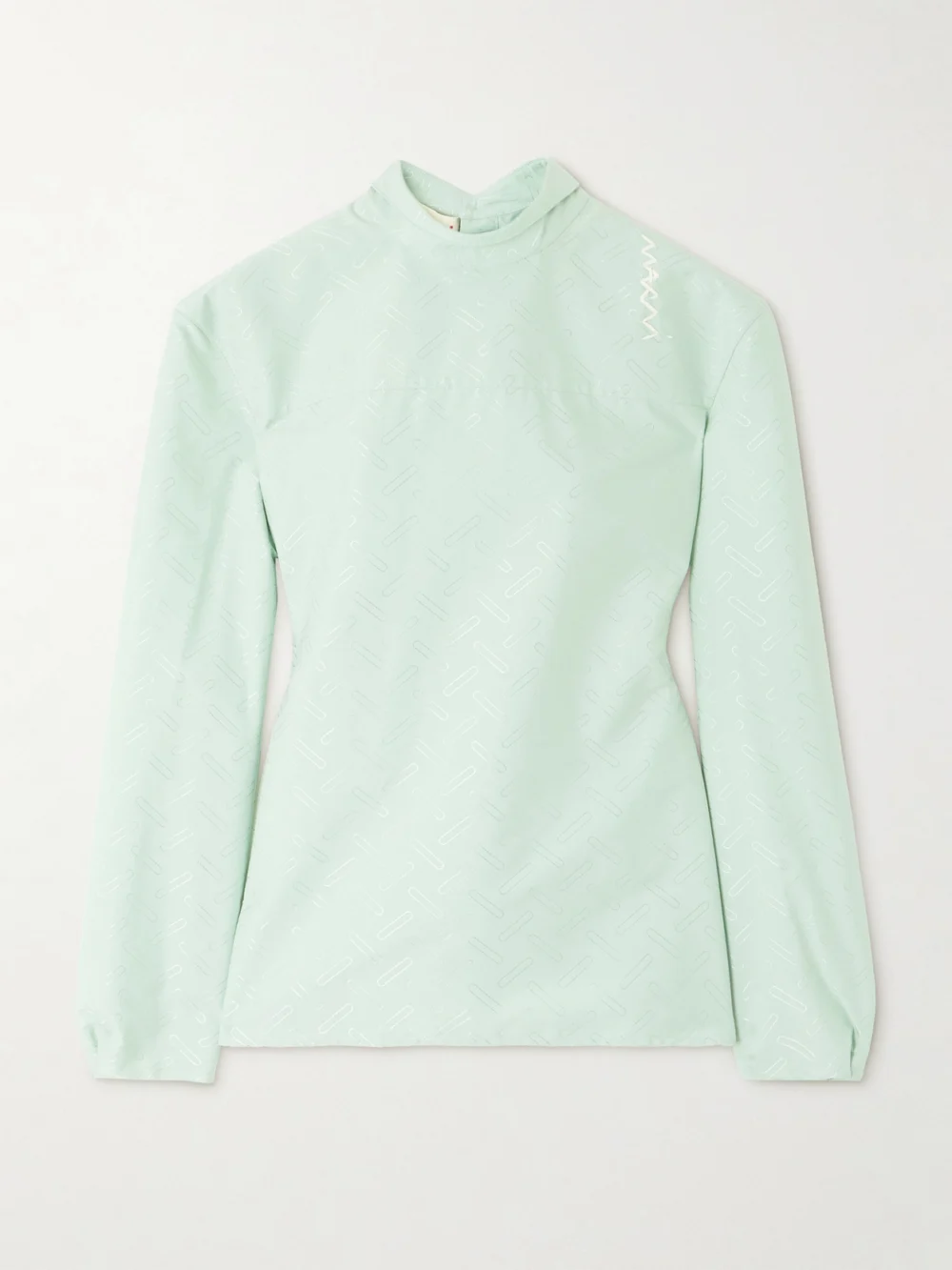 Marni Embroidered Cotton-blend Jacquard Blouse in mint