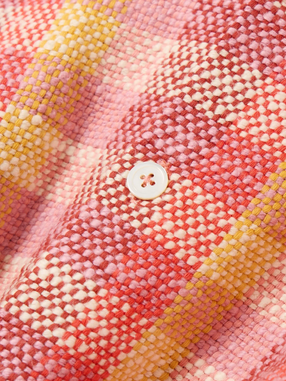 Close-up detail of the Marrakshi Life Camp Checked Cotton Shirt
