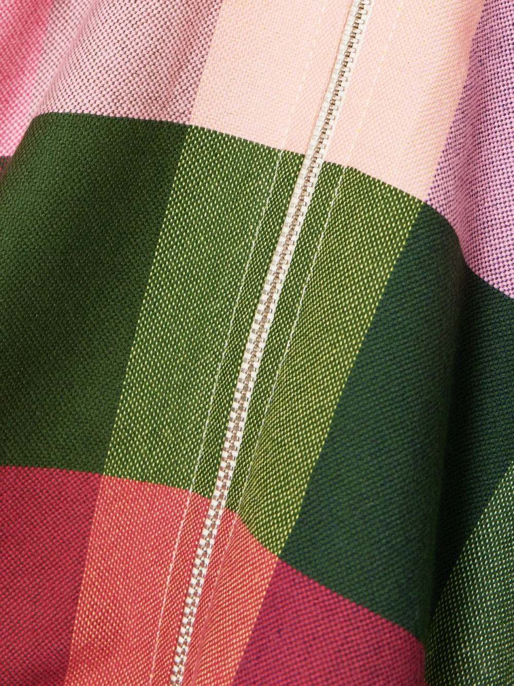 Close-up detail of the Marrakshi Life Checked Cotton-blend Turtleneck Top