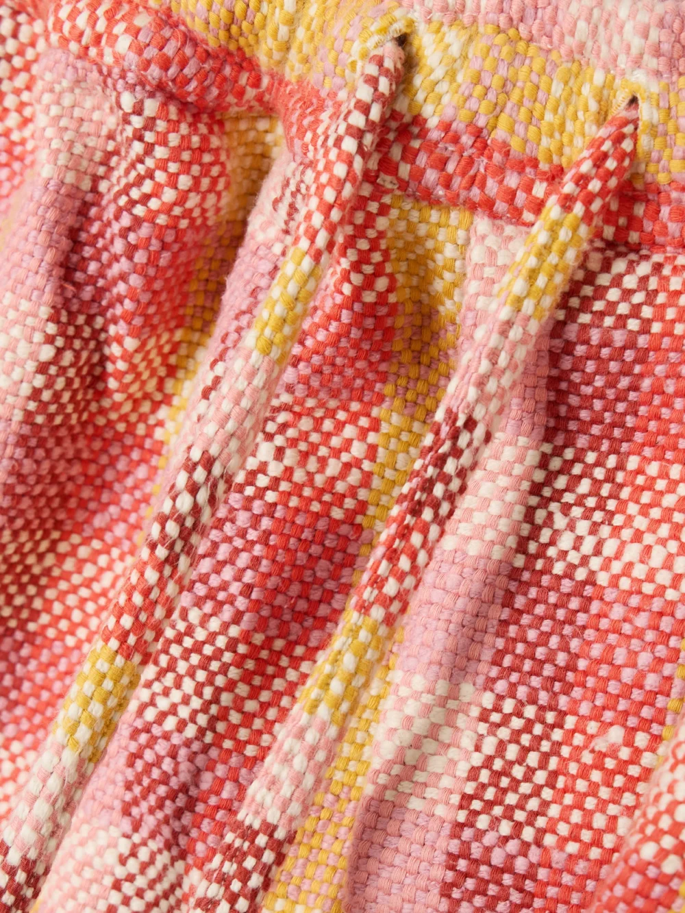 Close-up detail of the Marrakshi Life Checked Cotton Shorts